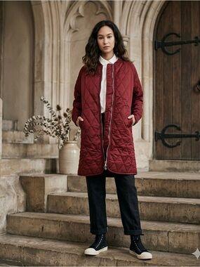 Anthropologie PRPS Quilted Bomber Jacket Cranberry Red Women’s Small